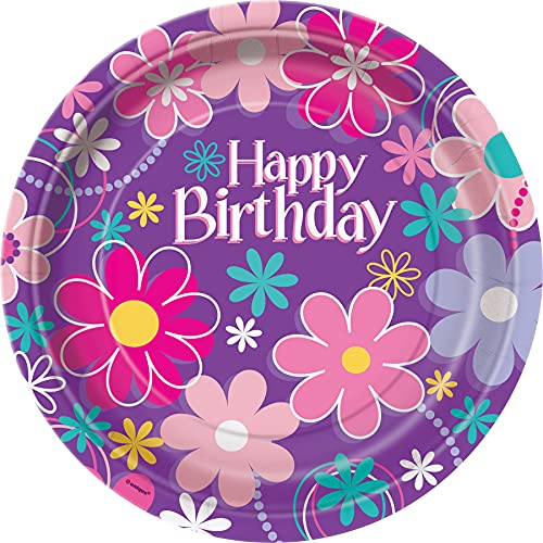 Unique Umweltfreundliche Pappteller - 23 cm - Geburtstagsblütenparty - Packung mit 8 Stück Unique Umweltfreundliche Pappteller - 23 cm - Geburtstagsblütenparty - Packung mit 8 Stück von Unique