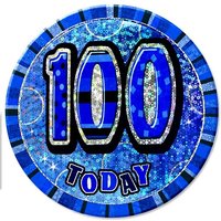 Zahl 100 Glitzer-Button, 15cm, zum Anstecken in Blau von Unique