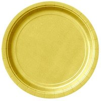goldene Pappteller 8er Pack, einfarbige Einwegteller, 18cm von Unique