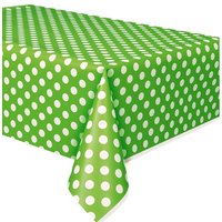 grüne Tischdecke mit weißen Punkten aus Folie, 1,4 × 2,7 m, abwischbar von Unique