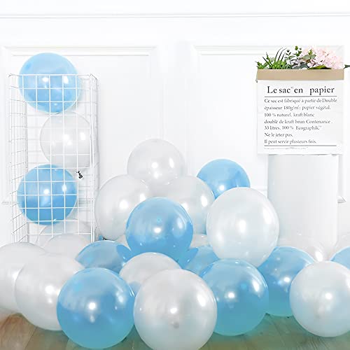 Blaue und weiße Luftballons, 20 Stück Himmelblaue Latexballons Weiße Luftballons, Partyballons für Hochzeit Abschlussfeier Engagement Babyparty Geburtstagsfeier Dekorationen von Unisun