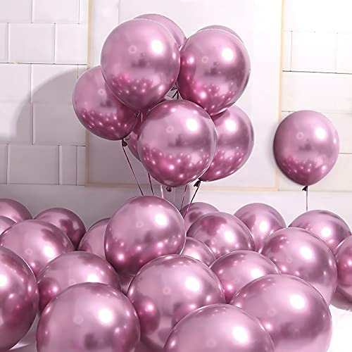 Unisun Metallic Pink Ballons, 50 Stück 12 Zoll glänzende Chrom Helium Ballons, verdicken Latexballons für Baby Brautparty Geburtstagsdekoration, Hochzeit Verlobung Fiesta Party Dekoration von Unisun