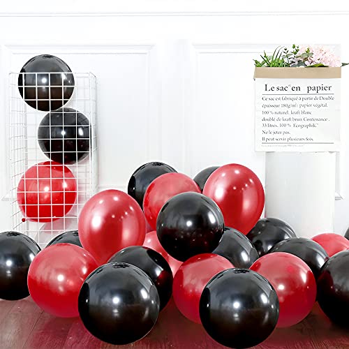 Rote und schwarze Luftballons, 20 Stück rote Latexballons schwarze Luftballons, Partyballons für Hochzeit Abschlussfeier Engagement Babyparty Geburtstagsfeier Dekorationen von Unisun