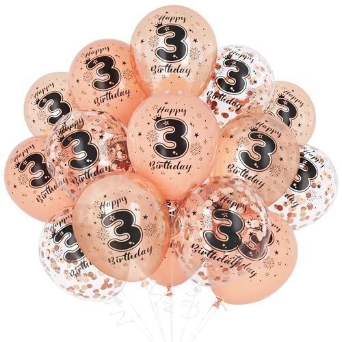 Unisun 3. Geburtstag Luftballons, 3 Jahre Geburtstag Dekorationen für Mädchen, Happy Birthday Rose Gold 3 Jahrestag Ballons Deko für Geburtstag Party Supplies Unisun 3. Geburtstag Luftballons, 3 Jahre Geburtstag Dekorationen für Mädchen, Happy Birthday Rose Gold 3 Jahrestag Ballons Deko für Geburtstag Party Supplies von Unisun
