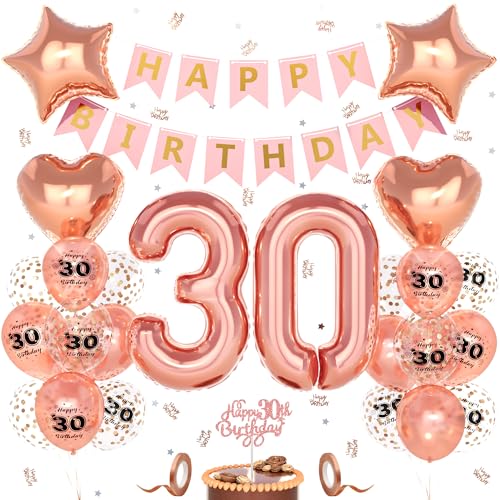 Unisun 30. Geburtstag Deko Frauen, 30 Jahre Rosegold Happy Birthday Geburtstagsdeko, Nummer 30 Luftballon, 30. Happy Birthday Banner Tortendeko Konfetti, Geburtstag Party Dekorationen Unisun 30. Geburtstag Deko Frauen, 30 Jahre Rosegold Happy Birthday Geburtstagsdeko, Nummer 30 Luftballon, 30. Happy Birthday Banner Tortendeko Konfetti, Geburtstag Party Dekorationen von Unisun