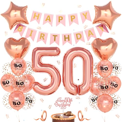 Unisun 50. Geburtstag Deko Frauen, 50 Jahre Rosegold Happy Birthday Geburtstagsdeko, Nummer 50 Luftballon, 50. Happy Birthday Banner Tortendeko Konfetti, Geburtstag Party Dekorationen Unisun 50. Geburtstag Deko Frauen, 50 Jahre Rosegold Happy Birthday Geburtstagsdeko, Nummer 50 Luftballon, 50. Happy Birthday Banner Tortendeko Konfetti, Geburtstag Party Dekorationen von Unisun