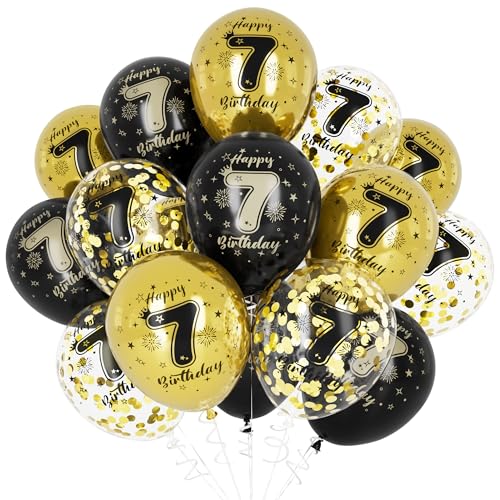 Unisun 7. Geburtstag Luftballons, 7 Jahre Geburtstag Dekorationen für Jungen, Happy Birthday Schwarz Gold 7 Jahrestag Ballons Deko für Geburtstag Party Supplies Unisun 7. Geburtstag Luftballons, 7 Jahre Geburtstag Dekorationen für Jungen, Happy Birthday Schwarz Gold 7 Jahrestag Ballons Deko für Geburtstag Party Supplies von Unisun