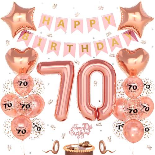 Unisun 70. Geburtstag Deko Frauen, 70 Jahre Rosegold Happy Birthday Geburtstagsdeko, Nummer 70 Luftballon, 70. Happy Birthday Banner Tortendeko Konfetti, Geburtstag Party Dekorationen Unisun 70. Geburtstag Deko Frauen, 70 Jahre Rosegold Happy Birthday Geburtstagsdeko, Nummer 70 Luftballon, 70. Happy Birthday Banner Tortendeko Konfetti, Geburtstag Party Dekorationen von Unisun