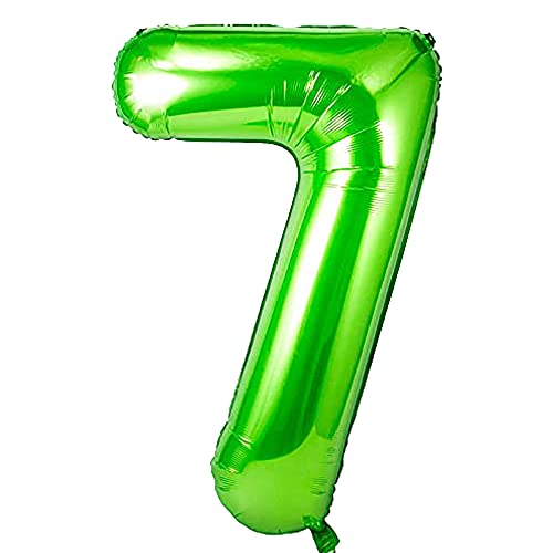 Unisun Grün Luftballon Zahlen 7, 40 Zoll grün aufblasbar große Zahl 7 Folienballon Ziffernballon für Geburtstagsfeier Hochzeitstag Feier Dekoration von Unisun