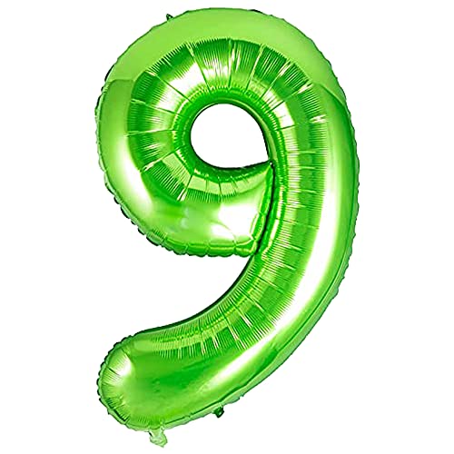 Unisun Grün Luftballon Zahlen 9, 40 Zoll grün aufblasbar große Zahl 9 Folienballon Ziffernballon für Geburtstagsfeier Hochzeitstag Feier Dekoration von Unisun
