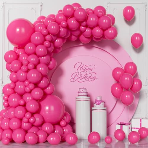 Visun Heiß Rosa Luftballons, 130 Stück Matt Dunkel Rosa Ballon Girlanden Bogen Set, 5/9/10/12/18 Zoll Rosa Luftballon Für Frauen Und Mädchen Braut Hochzeit Geburtstag Party Jahrestag Valentinstag Deko Visun Heiß Rosa Luftballons, 130 Stück Matt Dunkel Rosa Ballon Girlanden Bogen Set, 5/9/10/12/18 Zoll Rosa Luftballon Für Frauen Und Mädchen Braut Hochzeit Geburtstag Party Jahrestag Valentinstag Deko von Unisun