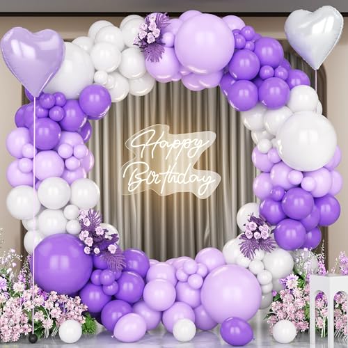 Unisun Lila Weiße Ballons Bogen Kit, 147pcs Pastell Lila Weiße Luftballons Girlande mit 18'' lila Herz Folie Ballons für Mädchen Frauen Geburtstagsfeier Dekor Hochzeit Jubiläum Baby Shower Engagement Unisun Lila Weiße Ballons Bogen Kit, 147pcs Pastell Lila Weiße Luftballons Girlande mit 18'' lila Herz Folie Ballons für Mädchen Frauen Geburtstagsfeier Dekor Hochzeit Jubiläum Baby Shower Engagement von Unisun