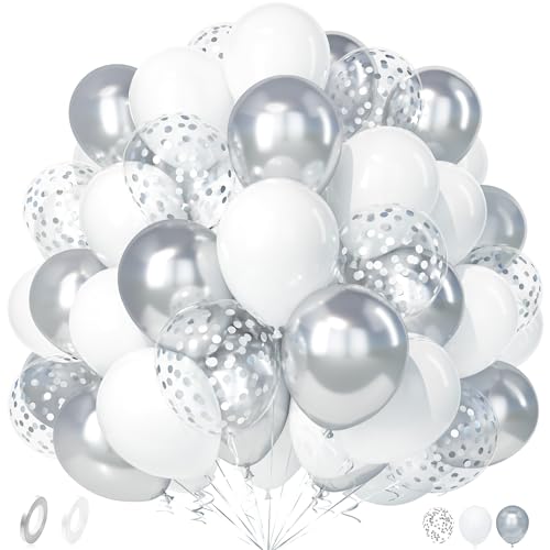 Unisun Luftballons Weiß Silber, 50 Stück Ballons Weiß und Silber Konfetti Luftballon Junge Mädchen Männer Frauen Geburtstag Jubiläum Abschlussfeier Hochzeit Valentinstag Verlobung Brautparty Deko Unisun Luftballons Weiß Silber, 50 Stück Ballons Weiß und Silber Konfetti Luftballon Junge Mädchen Männer Frauen Geburtstag Jubiläum Abschlussfeier Hochzeit Valentinstag Verlobung Brautparty Deko von Unisun
