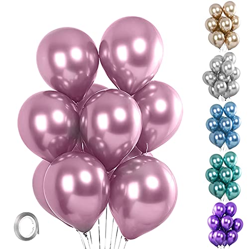 Unisun Luftballons Metallic, 20 Stück 12 Zoll Dick Chrom Metallic Rosa Ballons Helium Glänzender Ballon für Geburtstag Baby Shower Hochzeitstag Festival Karneval Partydekorationen (Rosa) von Unisun