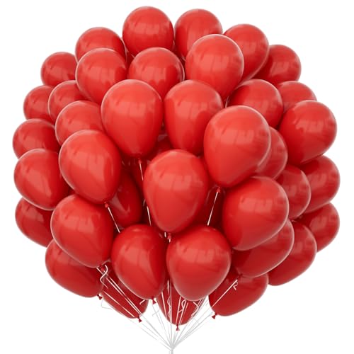 Unisun Rot Luftballons 100Pcs, 12 Zoll Matt Rote Latex Ballons Pack für Rote Thema Ballon Bogen Kit Geburtstag Hochzeit Baby Shower Karneval Veranstaltungen Party Dekorationen von Unisun
