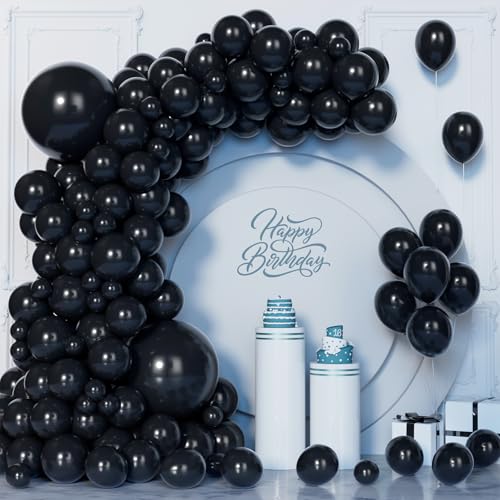 Visun Schwarze Luftballons, 130 Stück schwarz Ballon Girlanden bogen Set, 5/9/10/12/18 Zoll schwarze ballon für Männer Jungen Frauen Abschlussfeier Hochzeit Geburtstag Party Jubiläum Neujahr Deko von Unisun