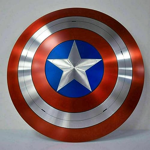 United Decor Mittelalterlicher Captain America Schild – handgefertigte Replik First Avenger Schild Metall Requisite, 22'' Inch, Rot und Silber von United Decor