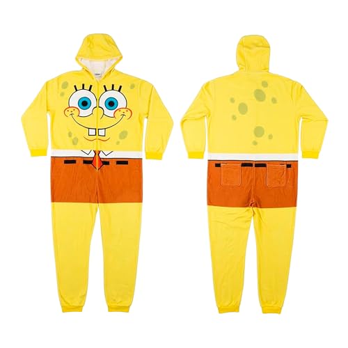 United Labels SpongeBob Schwammkopf Kostüm für Erwachsene, XXL, Gelb, Jumpsuit Unisex, Overall mit Kapuze, Einteiler für Karneval Mottoparty von United Labels