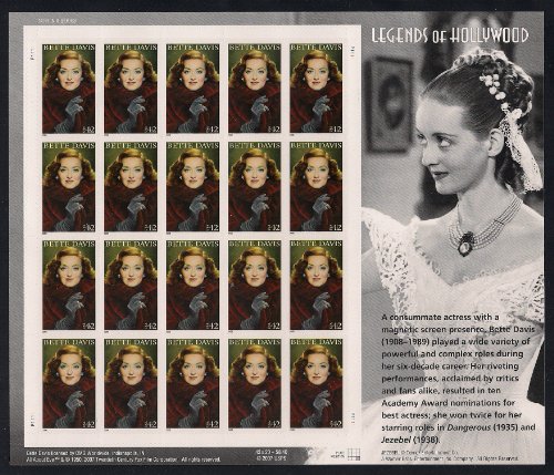 Bette Davis Legends of Hollywood pane of 20 x 42 cent us U.S. Postage Stamps by USPS by USPS von United States Postal Service