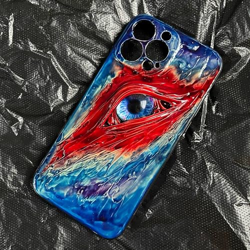 Handgefertigte 3D Gothic Monster Eye Handyhülle - Custom Fit für alle Telefonmodelle - Einzigartiges Geschenk für Horror-Fans, Cosplay, Dark Aesthetic Lovers (Blau Rot) von Unitvbba