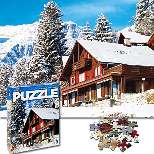 Universal Castle Welt Fotopuzzle - Alps, Switzerland - Landschaft Puzzle 1500 Teile Geduldsspiel Erwachsene Impossible Klassische XXL Puzzles Geschenk von Universal Castle