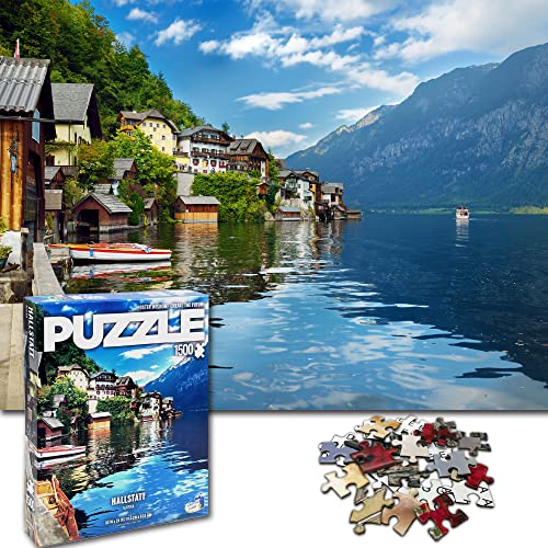 Universal Castle Welt Fotopuzzle - Hallstatt Austria - Landschaft Puzzle 1500 Teile Geduldsspiel Erwachsene Impossible Klassische XXL Puzzles Geschenk von Universal Castle