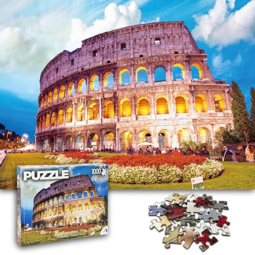 Universal Castle Puzzle 1000 Teile Fotopuzzle Europa Wahrzeichen Landschaft Erwachsene und Kinder ab 14 Jahren Puzzle Spielzeug (Colosseum, Rome) von Universal Castle