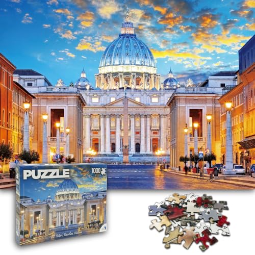 Universal Castle Puzzle 1000 Teile Fotopuzzle Europa Wahrzeichen Landschaft Erwachsene und Kinder ab 14 Jahren Puzzle Spielzeug (St. Peter's Basilica, Vatican) von Universal Castle