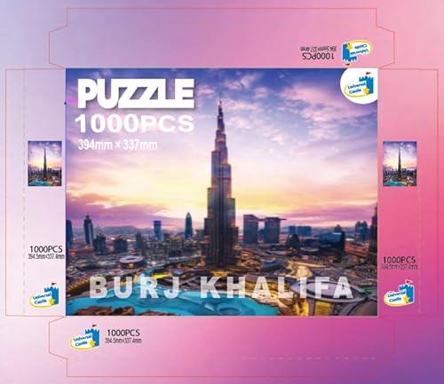 Universal Castle 1000 Teile Puzzle für Erwachsene, Landschaftspanorama, orientalische Wahrzeichen-Fotografie, klassisches anspruchsvolles Puzzle-Spiel (Burj Khalifa Dubai, UAE) von Universal Castle