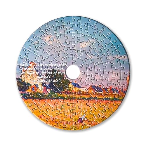 Universal Castle 144 Teile Mini-Puzzle, Meditatives CD-förmiges Puzzle mit Motivationszitaten & Landschaftskunst, mit aufstellbarer Box, Inspirierendes Geschenk(Kintsugi Mosaic) von Universal Castle