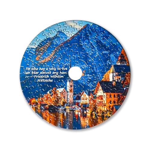Universal Castle 144 Teile Mini-Puzzle, Meditatives CD-förmiges Puzzle mit Motivationszitaten & Landschaftskunst, mit aufstellbarer Box, Inspirierendes Geschenk (Ark) von Universal Castle