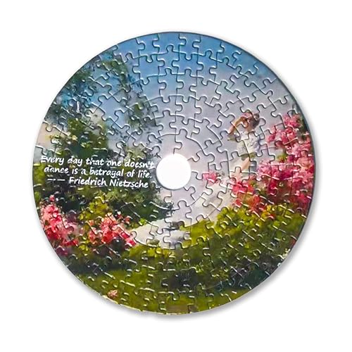Universal Castle 144 Teile Mini-Puzzle, Meditatives CD-förmiges Puzzle mit Motivationszitaten & Landschaftskunst, mit aufstellbarer Box, Inspirierendes Geschenk (Kinetic Psalm) von Universal Castle