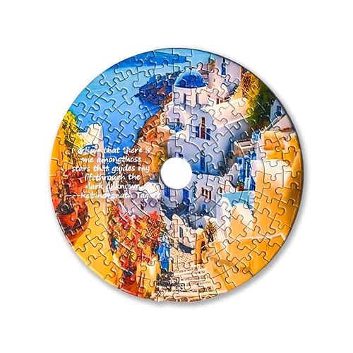 Universal Castle 144 Teile Mini-Puzzle, Meditatives CD-förmiges Puzzle mit Motivationszitaten & Landschaftskunst, mit aufstellbarer Box, Inspirierendes Geschenk (Lumen Threads) von Universal Castle