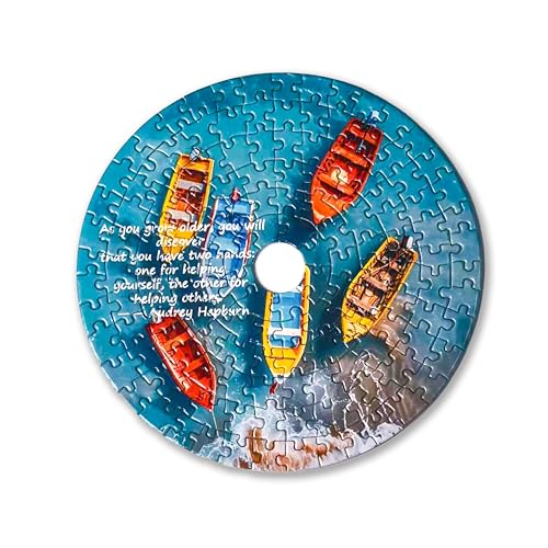 Universal Castle 144 Teile Mini-Puzzle, Meditatives CD-förmiges Puzzle mit Motivationszitaten & Landschaftskunst, mit aufstellbarer Box, Inspirierendes Geschenk (Two Shores) von Universal Castle