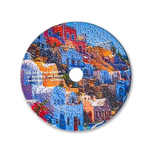 Universal Castle 144 Teile Mini-Puzzle, Meditatives CD-förmiges Puzzle mit Motivationszitaten & Landschaftskunst, mit aufstellbarer Box, Inspirierendes Geschenk (Zenith Zero) von Universal Castle