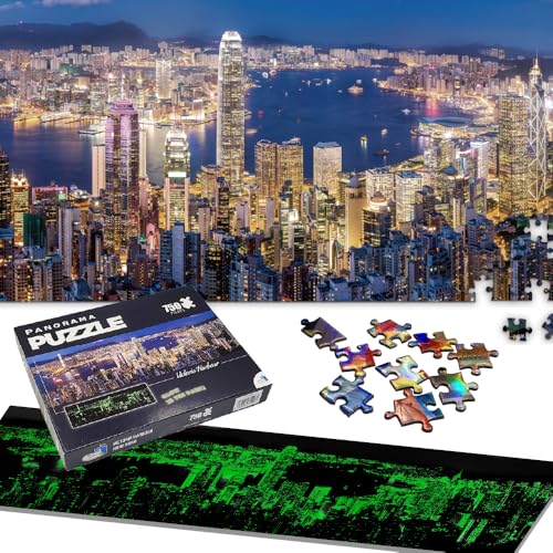 Universal Castle Glow in The Dark Puzzle 750 Teile Fotopuzzle Welt Wahrzeichen Landschaft Erwachsene und Kinder ab 14 Jahren Puzzle Spielzeug (Victoria Harbour, Hong Kong) von Universal Castle