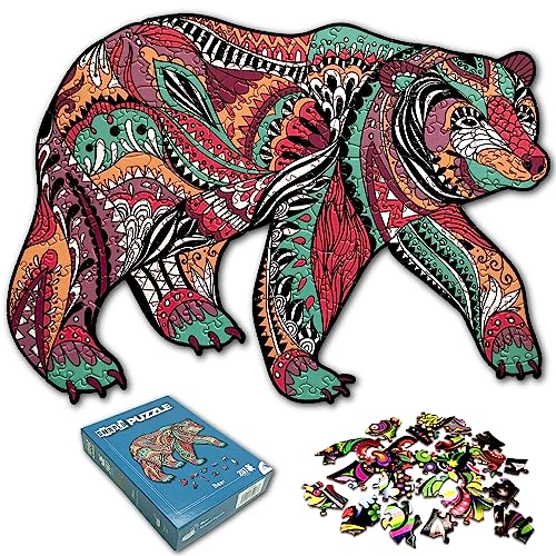 Universal Castle Pappe Puzzle 3D Tiere Geformt Unregelmäßige Teile Geschenk für Erwachsene Kinder Familie Spiel Bauernhöfe Kunst Sammlung (Bear) von Universal Castle