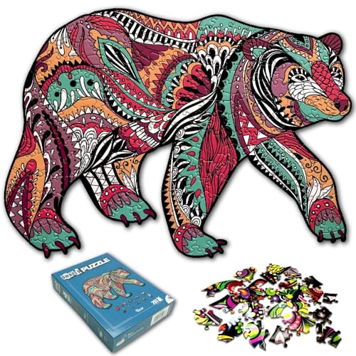 Universal Castle Pappe Puzzle 3D Tiere Geformt Unregelmäßige Teile Geschenk für Erwachsene Kinder Familie XXL Spiel Bauernhöfe Kunst Sammlung (Bear) von Universal Castle