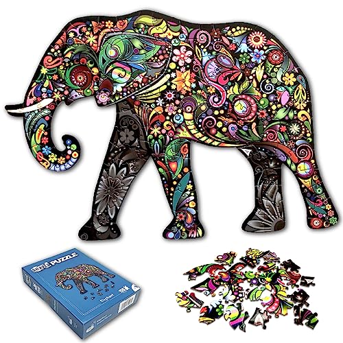 Universal Castle Pappe Puzzle 3D Tiere Geformt Unregelmäßige Teile Geschenk für Erwachsene Kinder Familie Spiel Bauernhöfe Kunst Sammlung (Elephant) von Universal Castle
