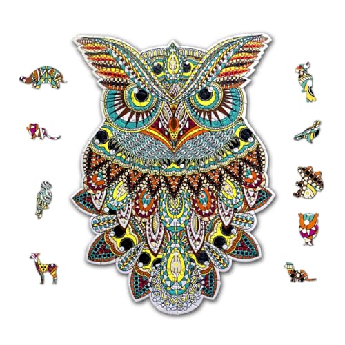 Universal Castle Pappe Puzzle 3D Tiere Geformt Unregelmäßige Teile Geschenk für Erwachsene Kinder Familie XXL Spiel Bauernhöfe Kunst Sammlung (Owl) von Universal Castle