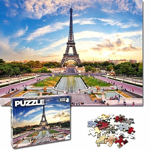 Universal Castle Puzzle 1000 Teile Fotopuzzle Europa Wahrzeichen Landschaft Erwachsene und Kinder ab 14 Jahren Puzzle Spielzeug (Eiffel Tower, Paris France) von Universal Castle