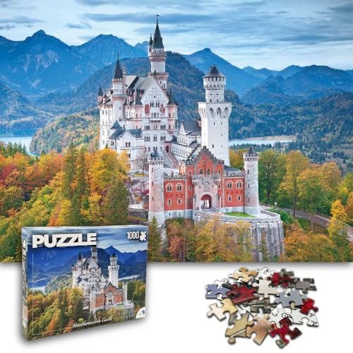 Universal Castle Puzzle 1000 Teile Fotopuzzle Europa Wahrzeichen Landschaft Erwachsene und Kinder ab 14 Jahren Puzzle Spielzeug (Neuschwanstein Castle) von Universal Castle