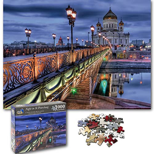 Universal Castle Europa Fotopuzzle - Night in St Peterburg - Puzzle 1000 Teile für Erwachsene und Kinder Impossible Klassische XXL Puzzles Geschenk von Universal Castle