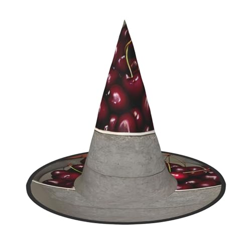Eimer mit Kirschen Druck Halloween Hexenhut Unisex für Partys, Weihnachtsfeiern, Karneval und Cosplay von Unkhtt