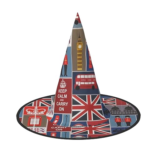 England-Symbole Druck Halloween Hexenhut Unisex für Partys Weihnachten Partys Karneval und Cosplay von Unkhtt