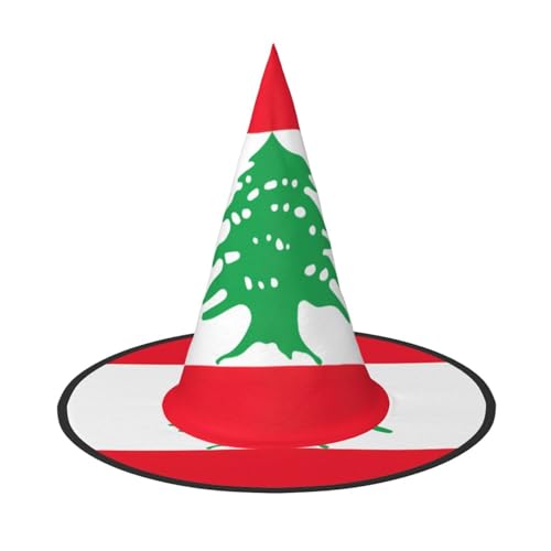 Flagge des Libanon-Drucks, Halloween, Hexenhut, Unisex, für Partys, Weihnachten, Partys, Karneval und Cosplay von Unkhtt