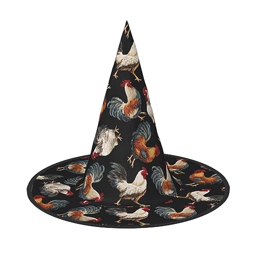 Französischer Hahn-Druck, Halloween, Hexenhut, Unisex, für Partys, Weihnachten, Partys, Karneval und Cosplay von Unkhtt
