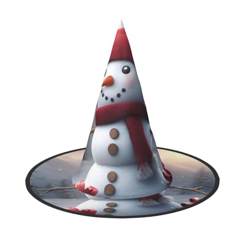 Frohe Weihnachten Niedlicher Schneemann 1 Druck Halloween Hexenhut Unisex für Partys Weihnachten Partys Karneval und Cosplay von Unkhtt