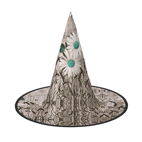 Gänseblümchen Druck Halloween Hexenhut Unisex für Partys Weihnachten Partys Karneval und Cosplay von Unkhtt