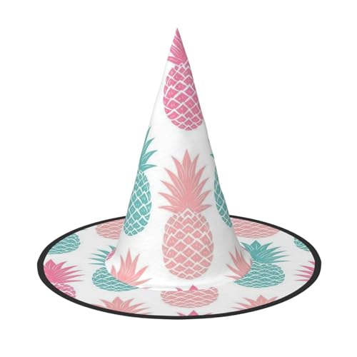 Halloween-Hexenhut mit buntem Ananas-Druck, Unisex, für Partys, Weihnachten, Partys, Karneval und Cosplay von Unkhtt